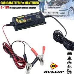 Caricabatterie Mantenitore Batteria Auto Moto Portatile + Cavetti 6V 12V Dunlop -TopAuto Ricambi Italia 11300837 5
