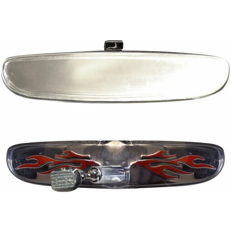 Specchietto Interno Retrovisore Flame In Metallo Con Decorazione Fiamma Rosso 2 Specchietto Interno Retrovisore Flame In Metallo Con Decorazione Fiamma Rosso - immagine 2