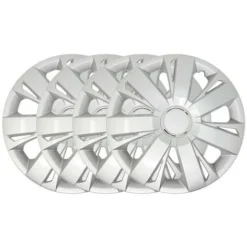 Trade Shop - Set 4 Copricerchi Copriruota Coppa Ruota Borchie Auto Universale 16 Silver
