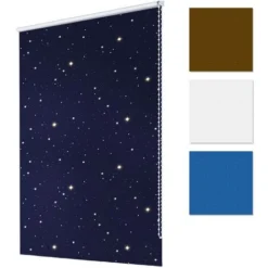 ECD Germany Tenda A Rullo Oscurante - 80 X 150 Cm - Blu Con Stelle - KlemmFix - Senza Foratura - Per Protezione Solare E Privacy - Con Materiale Di Montaggio - Persiana Avvolgibile Tapparella Finestre