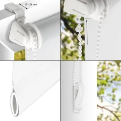ECD Germany Tenda Oscurante 70x150cm Bianco Con KlemmFix Senza Foratura In Poliestere E Cotone Con Catena Protezione Sole Con Materiale Di Montaggio -TopAuto Ricambi Italia 16221175 5