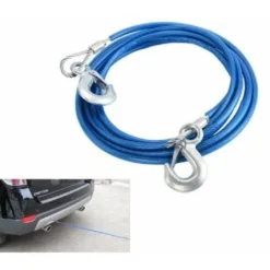 Trade Shop - Cavo Da Rimorchio Gancio Corda 4mt Fune Traino Auto 3000kg Acciaio Rivestita