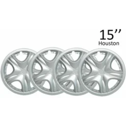 Copricerchio Auto 15'' Houston Universale 4PZ Copri Cerchio Coppe Ruota Platto