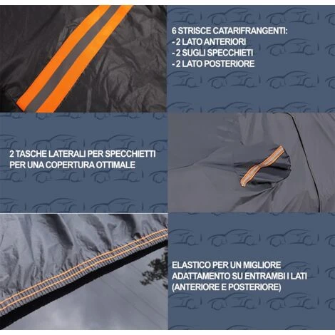 TELO AUTO SUV COPRIAUTO FELPATO IMPERMEABILE ZIP E RIFRANGENTI PER KAMIQ M:430x178x145cm 4 TELO AUTO SUV COPRIAUTO FELPATO IMPERMEABILE ZIP E RIFRANGENTI PER KAMIQ M:430x178x145cm - immagine 4