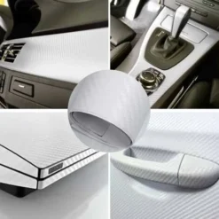 Kueatily Adesivo In Vinile Per Auto, Pellicola In Fibra Di Carbonio Adesivo In Vinile In Fibra Di Carbonio Pellicola Solare Per Auto (bianco-152 Cm 30 Cm) -TopAuto Ricambi Italia 47438768 5