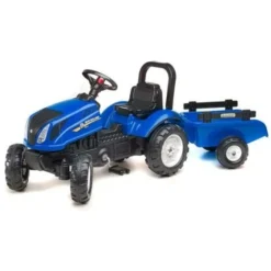 Falk Trattore Cavalcabile New Holland T6 Con Rimorchio