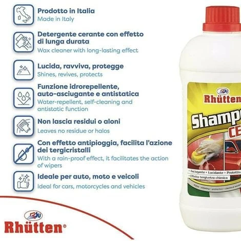 Shampoo Cera Autolucidante Concentrato Per Auto - 1 Lt 2 Shampoo Cera Autolucidante Concentrato Per Auto - 1 Lt - immagine 2