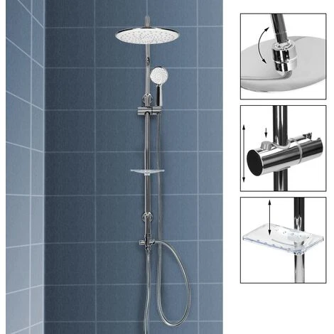 Set Universale Per Bagno Asta Doccia Colonna Acciaio Soffione A Pioggia Doccetta 2 Set Universale Per Bagno Asta Doccia Colonna Acciaio Soffione A Pioggia Doccetta - immagine 2