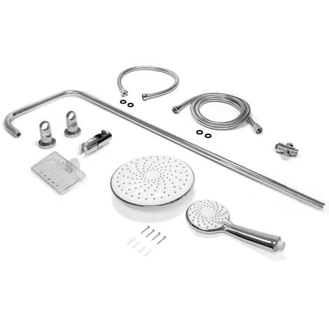 Set Universale Per Bagno Asta Doccia Colonna Acciaio Soffione A Pioggia Doccetta 5 Set Universale Per Bagno Asta Doccia Colonna Acciaio Soffione A Pioggia Doccetta - immagine 5