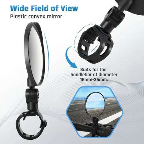 2 Pezzi Specchio Bici, Specchietto Retrovisore Per Bicicletta Convesso, Specchietto Retrovisore Da Manubrio Regolabile A 360° Universale Per Mountain Road Bike 3 2 Pezzi Specchio Bici, Specchietto Retrovisore Per Bicicletta Convesso, Specchietto Retrovisore Da Manubrio Regolabile A 360° Universale Per Mountain Road Bike - immagine 3