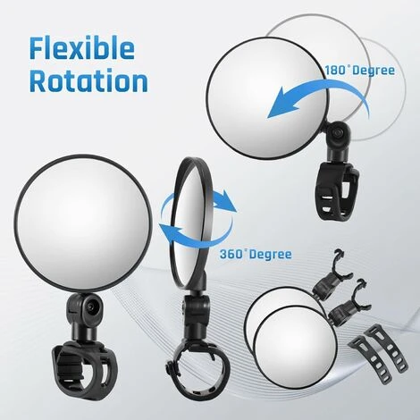 2 Pezzi Specchio Bici, Specchietto Retrovisore Per Bicicletta Convesso, Specchietto Retrovisore Da Manubrio Regolabile A 360° Universale Per Mountain Road Bike 4 2 Pezzi Specchio Bici, Specchietto Retrovisore Per Bicicletta Convesso, Specchietto Retrovisore Da Manubrio Regolabile A 360° Universale Per Mountain Road Bike - immagine 4