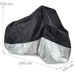 Relaxdays Telo Coprimoto Da Esterno Di Misura XL, Copri Moto E Scooter Impermeabile, Esterni E Interni, Nero Argento -TopAuto Ricambi Italia 56363716 4