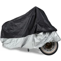 Relaxdays Telo Coprimoto Da Esterno Di Misura L, Copri Moto E Scooter Impermeabile, Esterni E Interni, Nero Argento