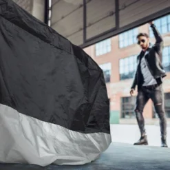 Relaxdays Telo Coprimoto Da Esterno Di Misura XXXL, Copri Moto E Scooter Impermeabile, Esterni E Interni, Nero Argento -TopAuto Ricambi Italia 56363722 3