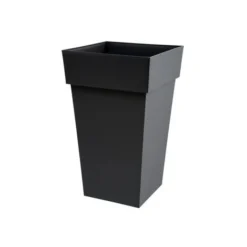 EDA PLASTIQUES 13635 G.ANT SX3 TOSCANE - VASO ALTO DA GIARDINO, QUADRATO, IN POLIPROPILENE, 39 X 39 X 65 CM, COLORE: GRIGIO ANTR
