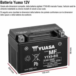 Batteria Per Moto E Scooter Sigillata Con Acido Incluso 12V 8Ah - YUASA YTX9-BS -TopAuto Ricambi Italia 63178240 4