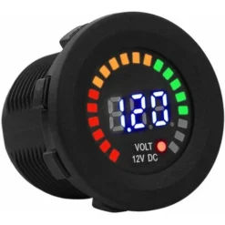 Volt &ampegrave Tre Display A LED, Manometro Voltmetro, 12 V, Display Digitale Voltmetro & Agrave Nuovo Calibro Di Voltmetro A LED Per Auto Da Moto Impermeabile Nero Per Moto, Auto, Barche