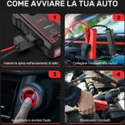 YABER Avviatore Batteria Auto, 2500A 23800mAh Avviatore Emergenza Per Auto (Adatto A Tutti I Veicoli A Benzina O 8.0L Diesel), 10W Caricatore Wireless Con Torcia LED, USB C -TopAuto Ricambi Italia 63921496 5