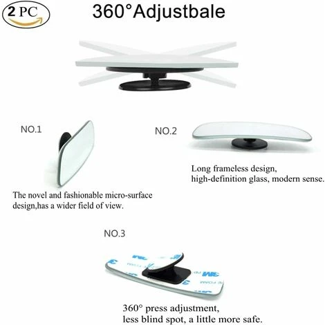 Set Di 2 Specchietti Convessi Per Punti Ciechi Dal Design Senza Montatura Per Tutte Le Auto SUV Utility Motorcycle 2 Set Di 2 Specchietti Convessi Per Punti Ciechi Dal Design Senza Montatura Per Tutte Le Auto SUV Utility Motorcycle - immagine 2