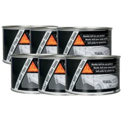 Set Di 6 Stucchi In Fibra Di Vetro Per Lamiera - SIKA MRP Fibra Di Vetro - Grigio - 2kg