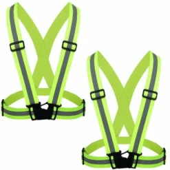 2 Pezzi Di Giubbotto Di Sicurezza + Braccialetti Di Sicurezza Riflettenti, Giubbotto Di Sicurezza Elastico Regolabile Riflettente Per Corsa, Ciclismo, Moto
