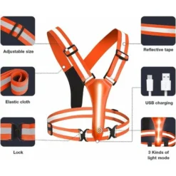 Gilet Riflettente Da Corsa - Gilet Riflettente Da Ciclismo A LED Ricaricabile Con Cintura Regolabile Con 2 Strisce Riflettenti, Per Jogging, Escursionismo, Passeggiate Con Il Cane, Motociclismo, Cicli -TopAuto Ricambi Italia 77710872 2