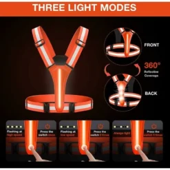 Gilet Riflettente Da Corsa - Gilet Riflettente Da Ciclismo A LED Ricaricabile Con Cintura Regolabile Con 2 Strisce Riflettenti, Per Jogging, Escursionismo, Passeggiate Con Il Cane, Motociclismo, Cicli -TopAuto Ricambi Italia 77710872 4