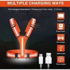 Gilet Riflettente Da Corsa - Gilet Riflettente Da Ciclismo A LED Ricaricabile Con Cintura Regolabile Con 2 Strisce Riflettenti, Per Jogging, Escursionismo, Passeggiate Con Il Cane, Motociclismo, Cicli -TopAuto Ricambi Italia 77710872 5