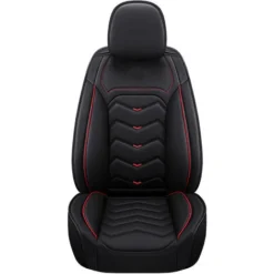 Coprisedili Per Auto In Pelle PU A 1 Posto -Linea Nera + Rossa