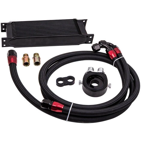Universal Oil Cooler Set 13 Rows Radiatore Olio AN10 Raffreddamento Kit NERO 1 Universal Oil Cooler Set 13 Rows Radiatore Olio AN10 Raffreddamento Kit NERO