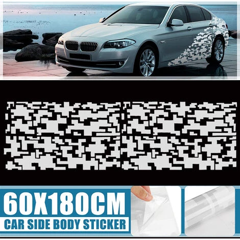 60cmx180cm Universal Auto Car Side Body Stickers Adesivi Vinile Graphic Decor (bianco) 5 60cmx180cm Universal Auto Car Side Body Stickers Adesivi Vinile Graphic Decor (bianco) - immagine 5