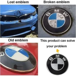 Emblema Per Auto Da 7 Pezzi Per Cofano E Bagagliaio Emblema BM-W E Emblema Per Coprimozzi Da 68 Mm E Emblema Del Volante, Bianco E Nero -TopAuto Ricambi Italia 89605289 5