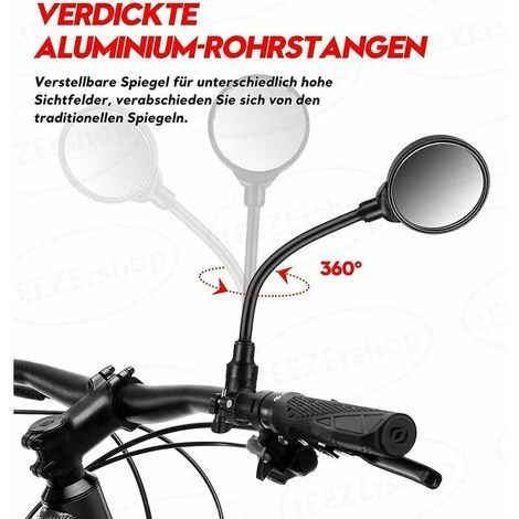 Specchietto Retrovisore Bici Elettrica Bicicletta MTB City Scooter Specchietto Retrovisore Bicicletta Regolabile 360° Girevole Adatto Per Specchio Di Sicurezza Manubrio 22-32mm 3 Specchietto Retrovisore Bici Elettrica Bicicletta MTB City Scooter Specchietto Retrovisore Bicicletta Regolabile 360° Girevole Adatto Per Specchio Di Sicurezza Manubrio 22-32mm - immagine 3