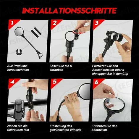 Specchietto Retrovisore Bici Elettrica Bicicletta MTB City Scooter Specchietto Retrovisore Bicicletta Regolabile 360° Girevole Adatto Per Specchio Di Sicurezza Manubrio 22-32mm 4 Specchietto Retrovisore Bici Elettrica Bicicletta MTB City Scooter Specchietto Retrovisore Bicicletta Regolabile 360° Girevole Adatto Per Specchio Di Sicurezza Manubrio 22-32mm - immagine 4