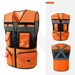 Gilet Catarifrangente Per La Sicurezza Stradale, Rosso Fluo Taglia L