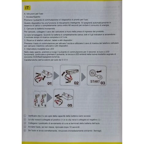 Avviatore Emergenza Auto Batteria Jump Starter Booster Caricabatterie 20000mAH 4 Avviatore Emergenza Auto Batteria Jump Starter Booster Caricabatterie 20000mAH - immagine 4