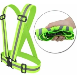 Gilet Di Sicurezza 2 Pezzi + Braccialetti Di Sicurezza Riflettenti, Gilet Di Sicurezza Elastico Regolabile Riflettente Per Corsa, Ciclismo, Moto,Verde -TopAuto Ricambi Italia 92038428 4