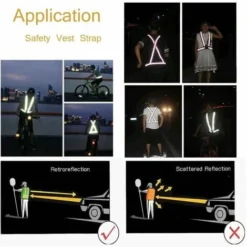 Gilet Di Sicurezza 2 Pezzi + Braccialetti Di Sicurezza Riflettenti, Gilet Di Sicurezza Elastico Regolabile Riflettente Per Corsa, Ciclismo, Moto,Verde -TopAuto Ricambi Italia 92038428 5