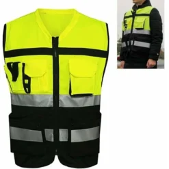 Gilet Di Sicurezza Riflettente Ad Alta Visibilità Abbigliamento Moto - Nero E Giallo - XL -TopAuto Ricambi Italia 92049387 3