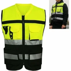 Gilet Di Sicurezza Riflettente Ad Alta Visibilità Abbigliamento Moto - Nero E Giallo - XL -TopAuto Ricambi Italia 92049387 4