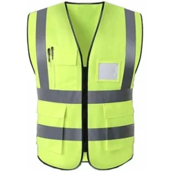 Pezzi Gilet Di Sicurezza Riflettente Ad Alta Visibilità Abbigliamento Lavoro Direttore Esecutivo Gilet Giacca Cerniera Brace Sicurezza Cellulare Tasca Porta ID 3d