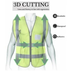 Pezzi Gilet Di Sicurezza Riflettente Ad Alta Visibilità Abbigliamento Lavoro Direttore Esecutivo Gilet Giacca Cerniera Brace Sicurezza Cellulare Tasca Porta ID 3d -TopAuto Ricambi Italia 94165037 3