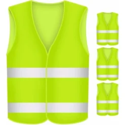 Gilet Di Sicurezza Riflettenti Da 4 Pezzi, Gilet Fluorescente Giallo A 360 Gradi Gilet Da Uomo Ad Alta Visibilità Gilet Di Sicurezza Lavabili Per Motociclisti, Autisti, Poliziotti, Lavoratori (giallo