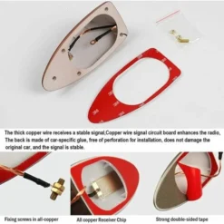 Antenna Universale Per Auto Con Pinna Di Squalo - Antenna Radio FM Con Base Adesiva Impermeabile (nera) -TopAuto Ricambi Italia 96147648 4