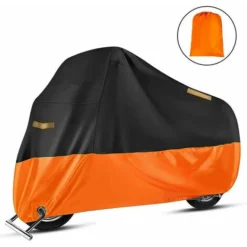 Copertura Impermeabile Per Scooter Per Moto Copertura Esterna 210D Resistente A Escrementi Di Uccelli, Polvere/neve/pioggia, Vento, Sole, XXL 245x105x125cm Nero+Arancione