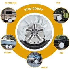 LITZEE Copriauto 4 Pezzi Copriruote Per Ruote Camper, Copertura Per Camion Pickup In Tessuto Oxford Impermeabile, Universale Per Pneumatici Per Auto Da 28,3 Pollici Grigio -TopAuto Ricambi Italia 96301784 4