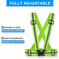 Gilet Di Sicurezza 2 Pz + Bracciali Riflettenti Riflettenti Di Sicurezza Regolabile Gilet Di Sicurezza Elastico Per Corse, Ciclismo, Moto, Verde -TopAuto Ricambi Italia 97679613 3