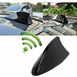 Universo Shark Antenna Pinna Di Squalo Antenna Antenna Per Auto Con Segnale Radio AM FM Base Impermeabile (Nero)