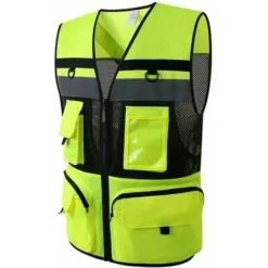 Gilet Di Sicurezza Riflettente Con Tasche Multiple Gilet Di Sicurezza Riflettente Per Appaltatori, Gilet Arancione/giallo, Verde, L